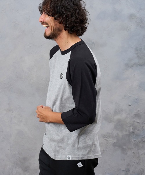 No Rain No Rainbow(ノーレインノーレインボー)の「mt10671- pick mini patch raglan T-shirt ラグランTシャツ(NR26W-26)(Tシャツ/カットソー・メンズ・ホワイト×ネイビー/ホワイト×ブラック/グレー系その他・M/XL/L/S)」の16枚目の写真