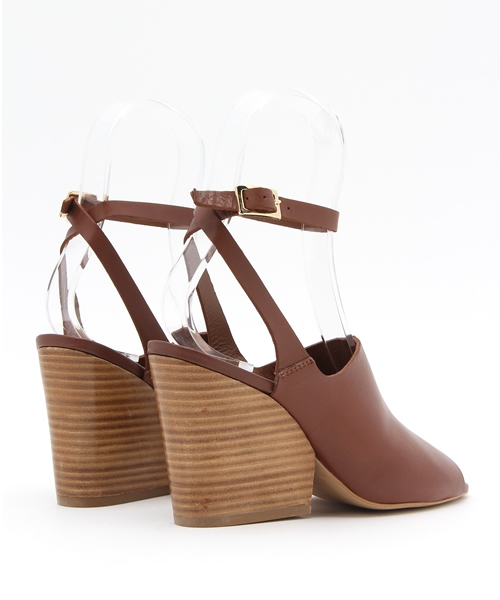 LE TALON（ルタロン）の「10cmレザーコウブカアンクルフトヒールサンダル◆（サンダル・レディース・キャメル/ブラック・36/37/38）」の5枚目の写真