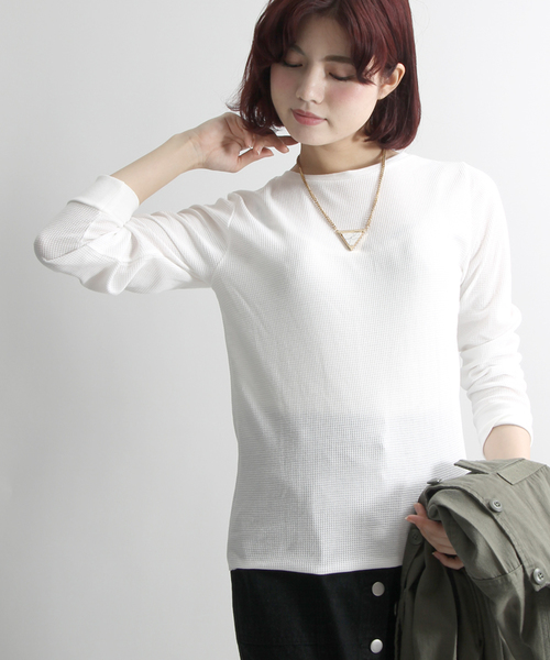 WEGO(ウィゴー)の「WEGO/サーマルロングTシャツ(Tシャツ/カットソー・レディース・ブルー/ピンク/ホワイト・FREE)」の1枚目の写真