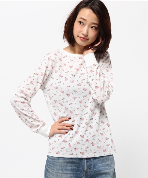 WEGO(ウィゴー)の「WEGO/サーマルロングTシャツ(Tシャツ/カットソー・レディース・ブルー/ピンク/ホワイト・FREE)」の13枚目の写真