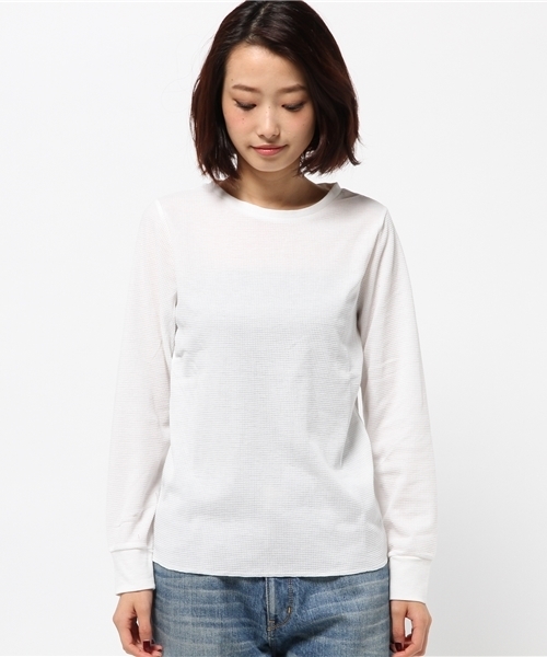 WEGO(ウィゴー)の「WEGO/サーマルロングTシャツ(Tシャツ/カットソー・レディース・ブルー/ピンク/ホワイト・FREE)」の4枚目の写真