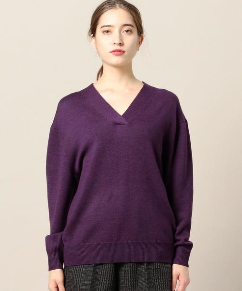BEAUTY&YOUTH UNITED ARROWS（ビューティーアンドユースユナイテッドアローズ）の「BY 9G ウールVネック ドルマンスリーブニット◆（ニット/セーター・レディース・グレー/ナチュラル/パープル・FREE）」の11枚目の写真