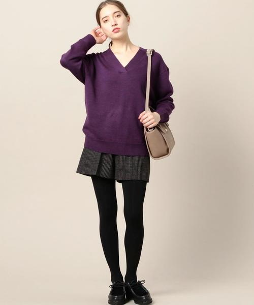 BEAUTY&YOUTH UNITED ARROWS（ビューティーアンドユースユナイテッドアローズ）の「BY 9G ウールVネック ドルマンスリーブニット◆（ニット/セーター・レディース・グレー/ナチュラル/パープル・FREE）」の13枚目の写真