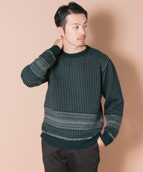 URBAN RESEARCH（アーバンリサーチ）の「UR フルパターンパネルC/Nニット（ニット/セーター・メンズ・ホワイト系その他/ブルー系その他/グリーン系その他・LARGE/MEDIUM）」の3枚目の写真