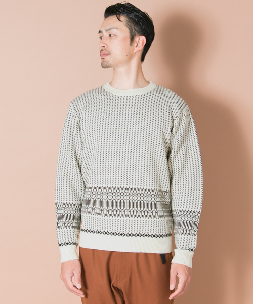 URBAN RESEARCH（アーバンリサーチ）の「UR フルパターンパネルC/Nニット（ニット/セーター・メンズ・ホワイト系その他/ブルー系その他/グリーン系その他・LARGE/MEDIUM）」の4枚目の写真