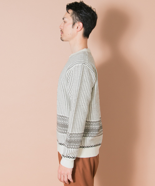 URBAN RESEARCH（アーバンリサーチ）の「UR フルパターンパネルC/Nニット（ニット/セーター・メンズ・ホワイト系その他/ブルー系その他/グリーン系その他・LARGE/MEDIUM）」の5枚目の写真