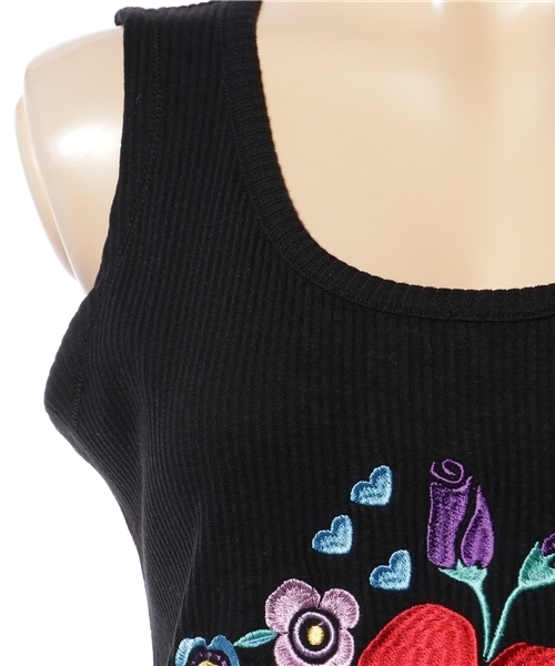 WEGO（ウィゴー）の「WEGO/チャイナエンブロイダリータンクトップ（タンクトップ・レディース・ブラック/ピンク/ホワイト・FREE）」の5枚目の写真