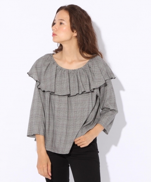 niko and...(ニコアンド)の「チェックフレアブラウス(シャツ/ブラウス・レディース・レッド/イエロー・MEDIUM/LARGE)」の2枚目の写真