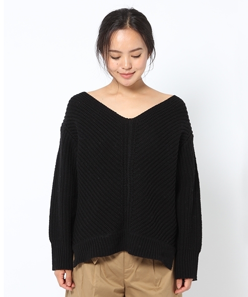 laboratory work（ラボラトリーワーク）の「変形アゼＶプルオーバー（ニット/セーター・レディース・ホワイト/ブラック/ピンク/グレー系その他・MEDIUM）」の13枚目の写真