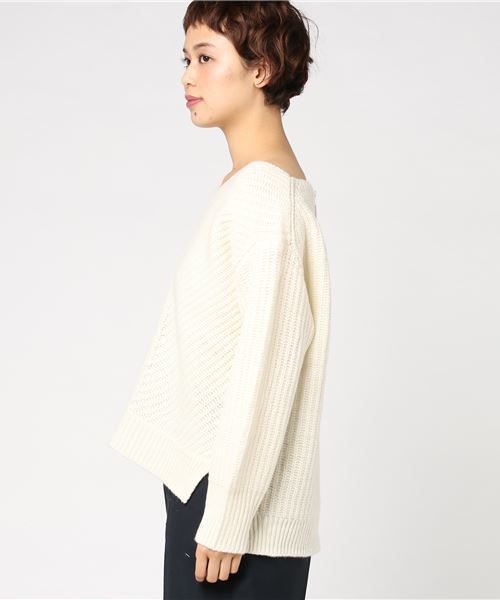 laboratory work（ラボラトリーワーク）の「変形アゼＶプルオーバー（ニット/セーター・レディース・ホワイト/ブラック/ピンク/グレー系その他・MEDIUM）」の6枚目の写真