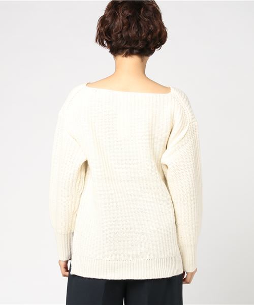 laboratory work（ラボラトリーワーク）の「変形アゼＶプルオーバー（ニット/セーター・レディース・ホワイト/ブラック/ピンク/グレー系その他・MEDIUM）」の7枚目の写真