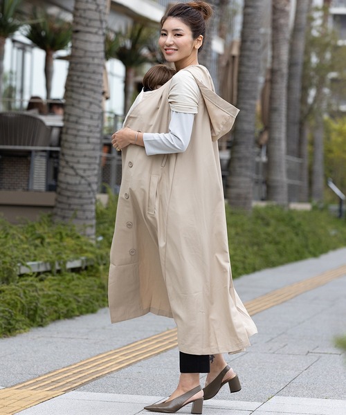 overE トレンチ風ワンピース ジレ 96サイズ 美品】overEトレンチ風ジレ