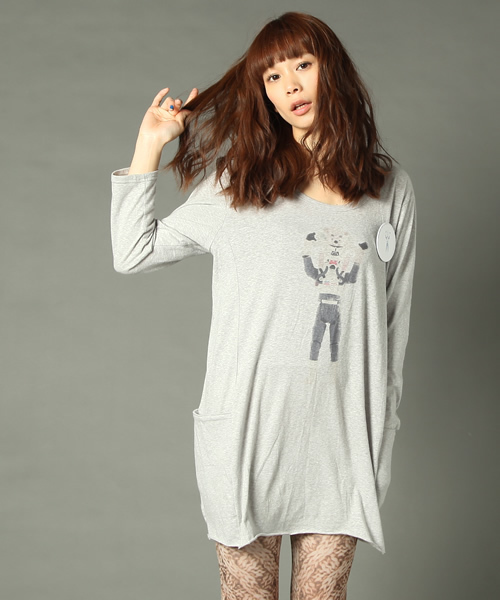 STORAMA（ストラマ）の「【STORAMA】4010NIGHT TIME 7分袖ポケットT（Tシャツ/カットソー・レディース・ホワイト/ブラック/グレー/ブラウン/グリーン・SMALL/MEDIUM/LARGE）」の3枚目の写真