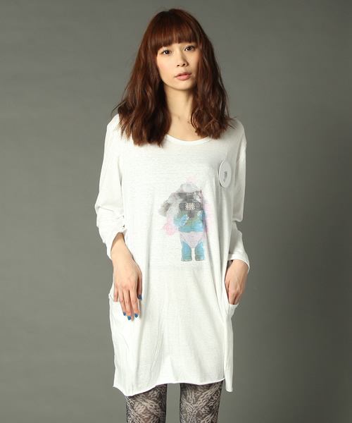 STORAMA（ストラマ）の「【STORAMA】4010NIGHT TIME 7分袖ポケットT（Tシャツ/カットソー・レディース・ホワイト/ブラック/グレー/ブラウン/グリーン・SMALL/MEDIUM/LARGE）」の2枚目の写真