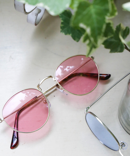 WEGO(ウィゴー)の「WEGO/メタルボストンカラーサングラス(サングラス・メンズ・ブルー/ブラウン/ピンク/イエロー・FREE)」の1枚目の写真