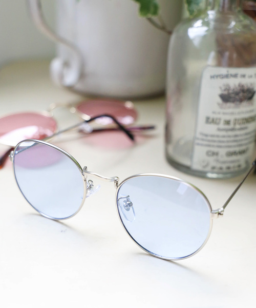 WEGO(ウィゴー)の「WEGO/メタルボストンカラーサングラス(サングラス・メンズ・ブルー/ブラウン/ピンク/イエロー・FREE)」の3枚目の写真