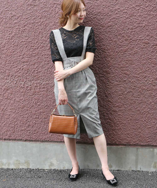 Deicy デイシー の チェックサスペンダータイトスカート スカート Wear