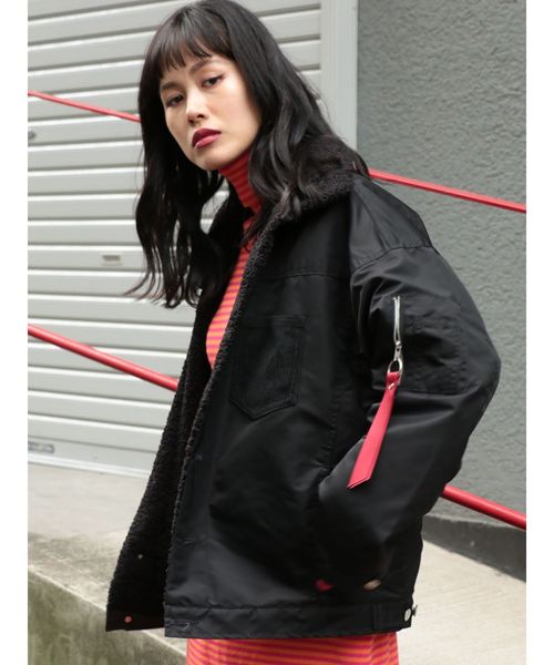 jouetie（ジュエティ）の「MA-ジャン（ブルゾン・レディース・ブラック/インディゴブルー/ベージュ/カーキ・MEDIUM）」の2枚目の写真