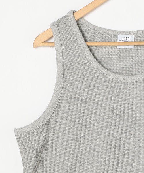 coen(コーエン)の「ワッフルサーマルレイヤードタンクトップ(タンクトップ・メンズ・ホワイト/グレー・MEDIUM/X-LARGE/LARGE/SMALL)」の5枚目の写真