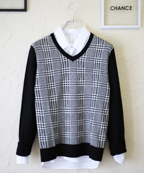 WESTSEA(ウエストシー)の「WEB限定 デザイン柄 Vネックニットセーター(ニット/セーター・メンズ・グレー系その他/ブラック系その他2/ブルー系その他2/ブルー系その他3/グレー×ホワイト/ブラック系その他/ベージュ系その他/ブルー系その他・S/M/L/XL)」の2枚目の写真