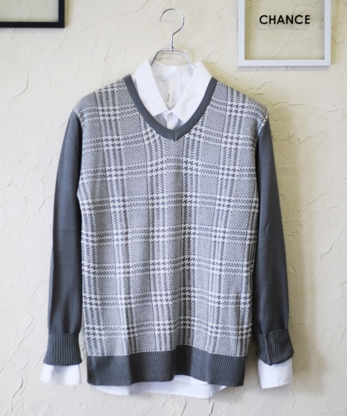 WESTSEA(ウエストシー)の「WEB限定 デザイン柄 Vネックニットセーター(ニット/セーター・メンズ・グレー系その他/ブラック系その他2/ブルー系その他2/ブルー系その他3/グレー×ホワイト/ブラック系その他/ベージュ系その他/ブルー系その他・S/M/L/XL)」の4枚目の写真