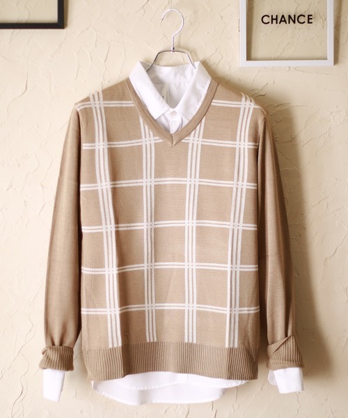 WESTSEA(ウエストシー)の「WEB限定 デザイン柄 Vネックニットセーター(ニット/セーター・メンズ・グレー系その他/ブラック系その他2/ブルー系その他2/ブルー系その他3/グレー×ホワイト/ブラック系その他/ベージュ系その他/ブルー系その他・S/M/L/XL)」の6枚目の写真