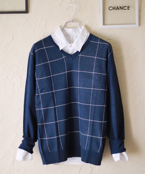 WESTSEA(ウエストシー)の「WEB限定 デザイン柄 Vネックニットセーター(ニット/セーター・メンズ・グレー系その他/ブラック系その他2/ブルー系その他2/ブルー系その他3/グレー×ホワイト/ブラック系その他/ベージュ系その他/ブルー系その他・S/M/L/XL)」の8枚目の写真
