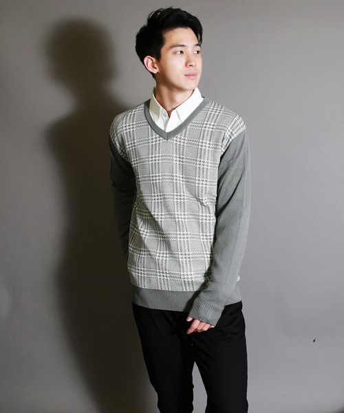 WESTSEA(ウエストシー)の「WEB限定 デザイン柄 Vネックニットセーター(ニット/セーター・メンズ・グレー系その他/ブラック系その他2/ブルー系その他2/ブルー系その他3/グレー×ホワイト/ブラック系その他/ベージュ系その他/ブルー系その他・S/M/L/XL)」の13枚目の写真