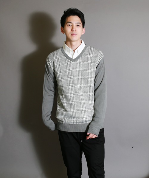 WESTSEA(ウエストシー)の「WEB限定 デザイン柄 Vネックニットセーター(ニット/セーター・メンズ・グレー系その他/ブラック系その他2/ブルー系その他2/ブルー系その他3/グレー×ホワイト/ブラック系その他/ベージュ系その他/ブルー系その他・S/M/L/XL)」の11枚目の写真