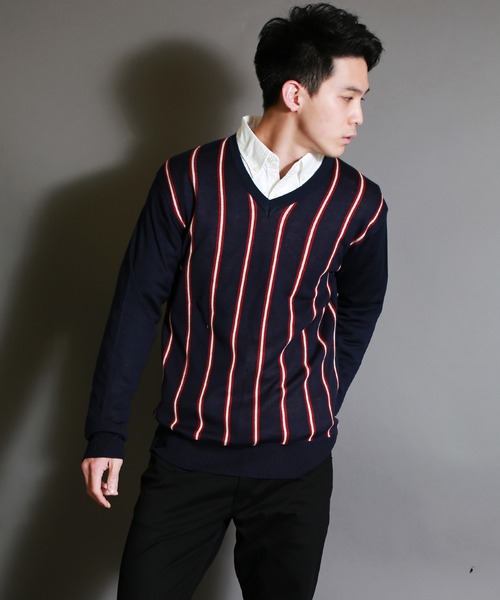 WESTSEA(ウエストシー)の「WEB限定 デザイン柄 Vネックニットセーター(ニット/セーター・メンズ・グレー系その他/ブラック系その他2/ブルー系その他2/ブルー系その他3/グレー×ホワイト/ブラック系その他/ベージュ系その他/ブルー系その他・S/M/L/XL)」の9枚目の写真