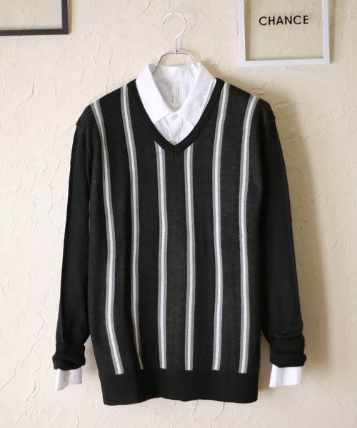 WESTSEA(ウエストシー)の「WEB限定 デザイン柄 Vネックニットセーター(ニット/セーター・メンズ・グレー系その他/ブラック系その他2/ブルー系その他2/ブルー系その他3/グレー×ホワイト/ブラック系その他/ベージュ系その他/ブルー系その他・S/M/L/XL)」の16枚目の写真