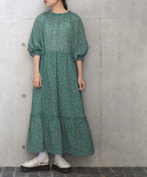 w closet | シアーチェック小花柄ロングワンピース(ワンピース)