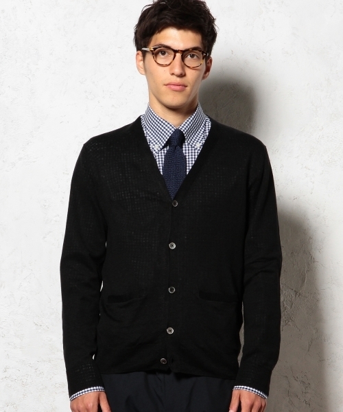 green label relaxing(グリーンレーベルリラクシング)の「◎LINEN V/カーディガン 14G ◆(カーディガン/ボレロ・メンズ・ライラック/ブラック/イエロー/ケリー/ネイビー・LARGE/MEDIUM/X-LARGE/SMALL)」の13枚目の写真