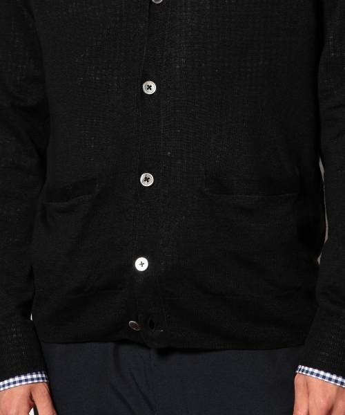 green label relaxing(グリーンレーベルリラクシング)の「◎LINEN V/カーディガン 14G ◆(カーディガン/ボレロ・メンズ・ライラック/ブラック/イエロー/ケリー/ネイビー・LARGE/MEDIUM/X-LARGE/SMALL)」の9枚目の写真