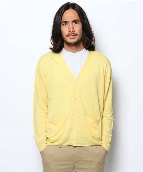 green label relaxing(グリーンレーベルリラクシング)の「◎LINEN V/カーディガン 14G ◆(カーディガン/ボレロ・メンズ・ライラック/ブラック/イエロー/ケリー/ネイビー・LARGE/MEDIUM/X-LARGE/SMALL)」の6枚目の写真