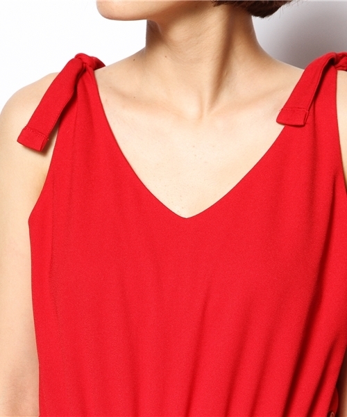 Kastane（カスタネ）の「【Kastane】肩リボンサロペット（サロペット/オーバーオール・レディース・レッド/ネイビー・FREE）」の7枚目の写真