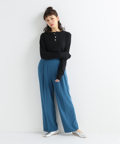 HANES(ヘインズ)の「【Hanes】Thermalヘンリーネック ロングスリーブ(Tシャツ/カットソー・レディース・ブラック/アイボリー・LARGE)」の14枚目の写真