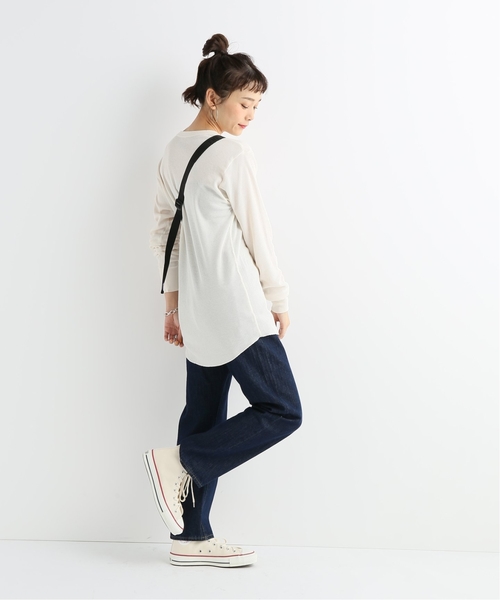 HANES(ヘインズ)の「【Hanes】Thermalヘンリーネック ロングスリーブ(Tシャツ/カットソー・レディース・ブラック/アイボリー・LARGE)」の10枚目の写真
