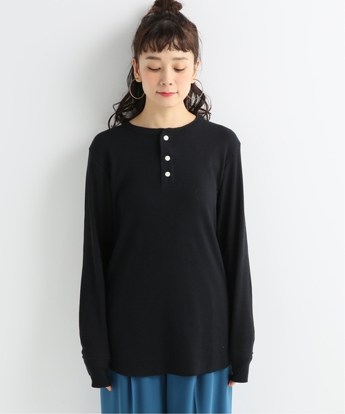 HANES(ヘインズ)の「【Hanes】Thermalヘンリーネック ロングスリーブ(Tシャツ/カットソー・レディース・ブラック/アイボリー・LARGE)」の17枚目の写真