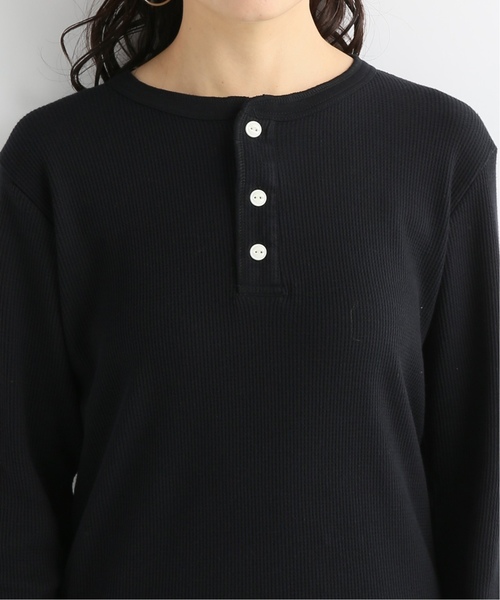 HANES(ヘインズ)の「【Hanes】Thermalヘンリーネック ロングスリーブ(Tシャツ/カットソー・レディース・ブラック/アイボリー・LARGE)」の8枚目の写真