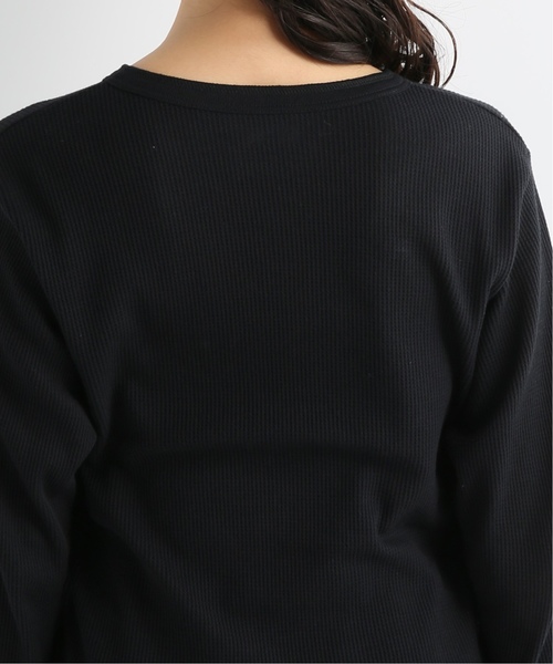 HANES(ヘインズ)の「【Hanes】Thermalヘンリーネック ロングスリーブ(Tシャツ/カットソー・レディース・ブラック/アイボリー・LARGE)」の15枚目の写真