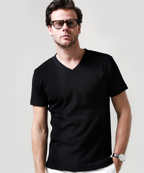 NANO universe（ナノユニバース）の「junhashimoto nano・universe/ パイルVネック TEE（Tシャツ/カットソー・メンズ・ブラック/グレー/ホワイト/ネイビー・X-LARGE/SMALL/MEDIUM/LARGE）」の3枚目の写真