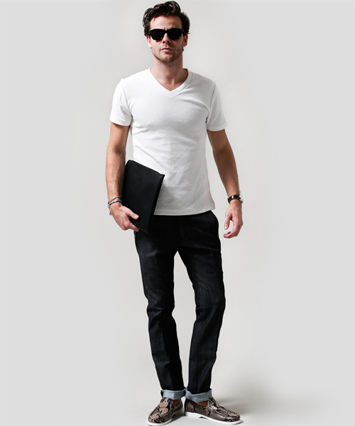 NANO universe（ナノユニバース）の「junhashimoto nano・universe/ パイルVネック TEE（Tシャツ/カットソー・メンズ・ブラック/グレー/ホワイト/ネイビー・X-LARGE/SMALL/MEDIUM/LARGE）」の5枚目の写真