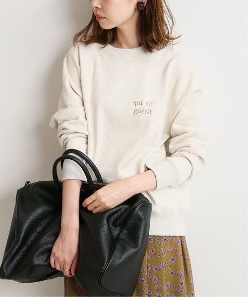 IENA(イエナ)の「刺しゅうロゴ裏毛プルオーバー◆(Tシャツ/カットソー・レディース・チャコールグレー/アイボリー・FREE)」の2枚目の写真