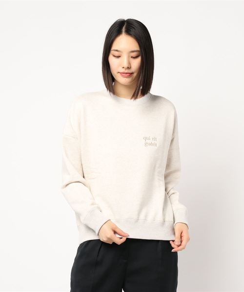 IENA(イエナ)の「刺しゅうロゴ裏毛プルオーバー◆(Tシャツ/カットソー・レディース・チャコールグレー/アイボリー・FREE)」の5枚目の写真