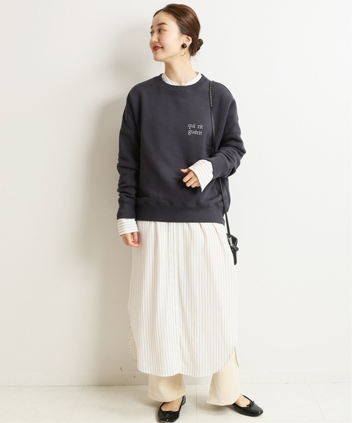 IENA(イエナ)の「刺しゅうロゴ裏毛プルオーバー◆(Tシャツ/カットソー・レディース・チャコールグレー/アイボリー・FREE)」の7枚目の写真