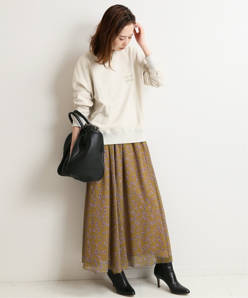 IENA(イエナ)の「刺しゅうロゴ裏毛プルオーバー◆(Tシャツ/カットソー・レディース・チャコールグレー/アイボリー・FREE)」の8枚目の写真