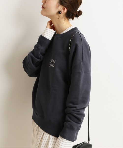 IENA(イエナ)の「刺しゅうロゴ裏毛プルオーバー◆(Tシャツ/カットソー・レディース・チャコールグレー/アイボリー・FREE)」の10枚目の写真
