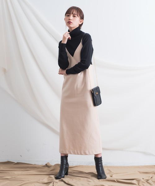 Aunt Marie's（アントマリーズ）の「AUNT MARIE'S マットロングキャミワンピース（ワンピース・レディース・ブラック/ダークグリーン/ナチュラル・FREE）」の3枚目の写真