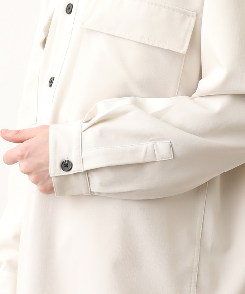 JUNRED（ジュンレッド）の「ワイドプラケットルーズシャツ（シャツ/ブラウス・メンズ・ホワイト/チャコールグレー・S/M/L）」の8枚目の写真